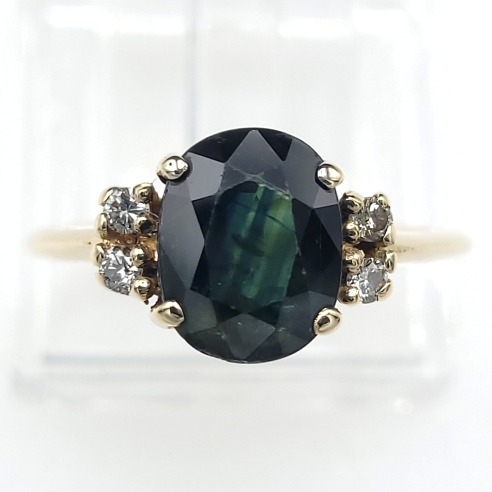 10k yellow gold green sapphire ring